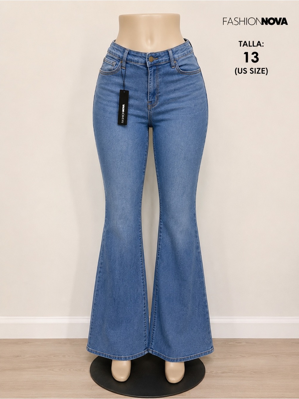 Fashion Nova Medium Blue High-Waist Flare Jeans
